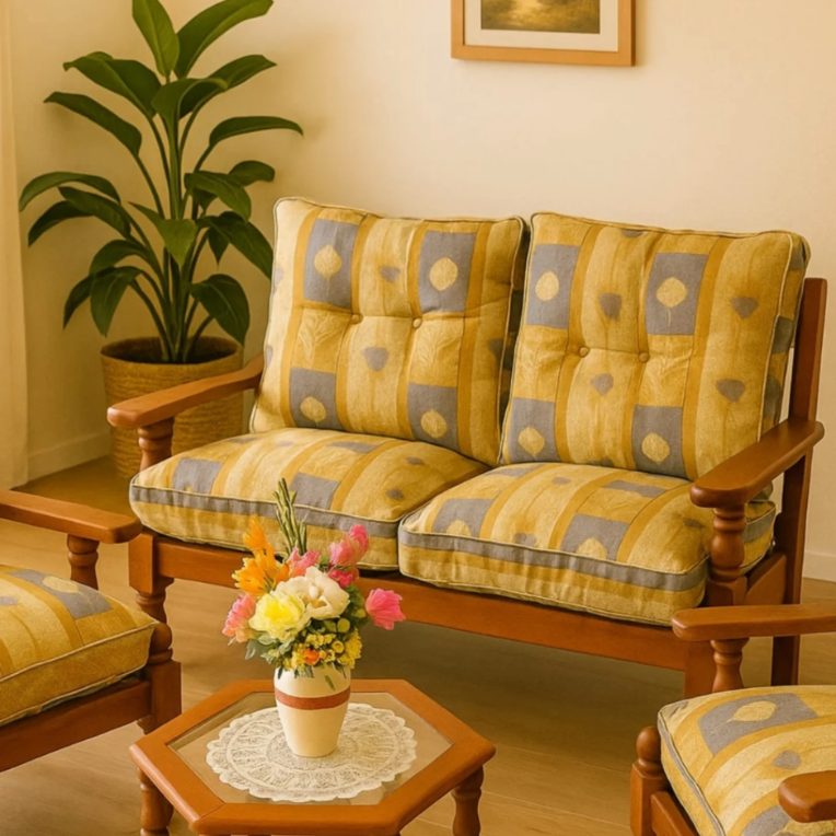 Sillón de 2 cuerpos con mesa ratona, mueble de algarrobo de Algarrobo Pilar
